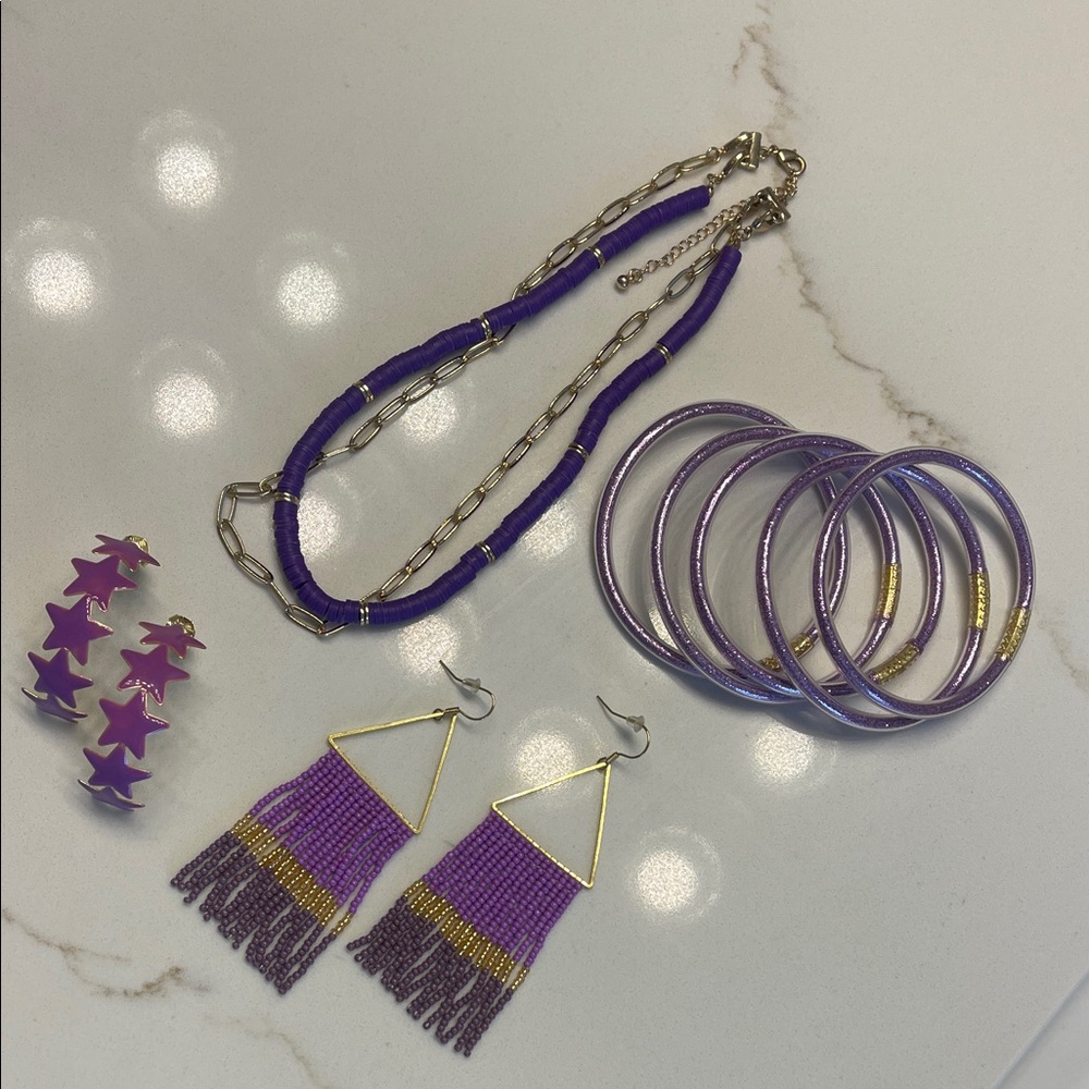Purple and Gold jewelry bundle WCU LSU colors